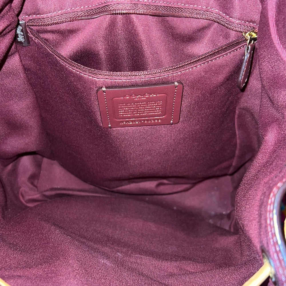 Peach Coach Leather Backpack